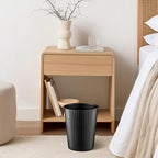 Monarch Abode Metal Bathroom Trash Can – Waste Basket for Bedroom, Office Desk, & Dorm, Handcrafted Ridge Embossed, Durable Decorative Black Small Trash Can Bathroom Garbage Bin Wastebasket