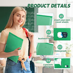Henoyso 18 Pcs Plastic Folders with Clear Front Pockets Heavy Duty File Folders with 2 Pockets and Card Slot for Student Communication School Office Presentation Report (Green)