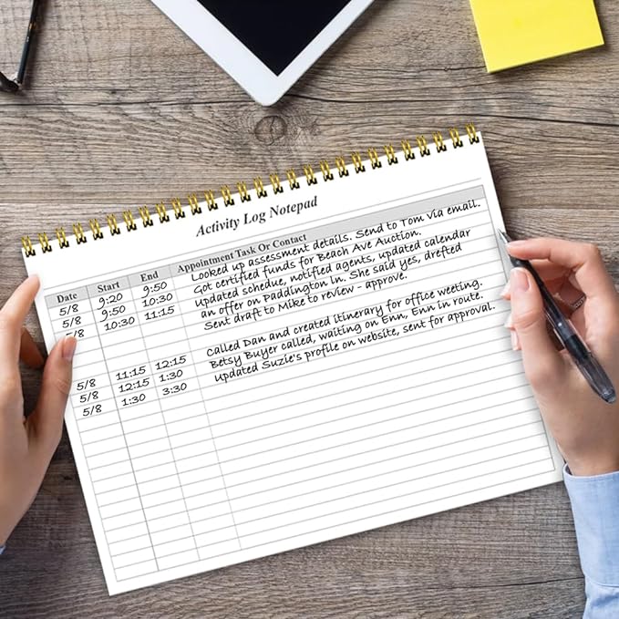 Getvow Activity Log Notepad - Spiral Activity Log Book for Business Work, Undated Weekly To Do List Notepad, Organized Time Spending, Appointment or Contact, 52 Sheets, 100gsm Paper, 8.5" x 11"