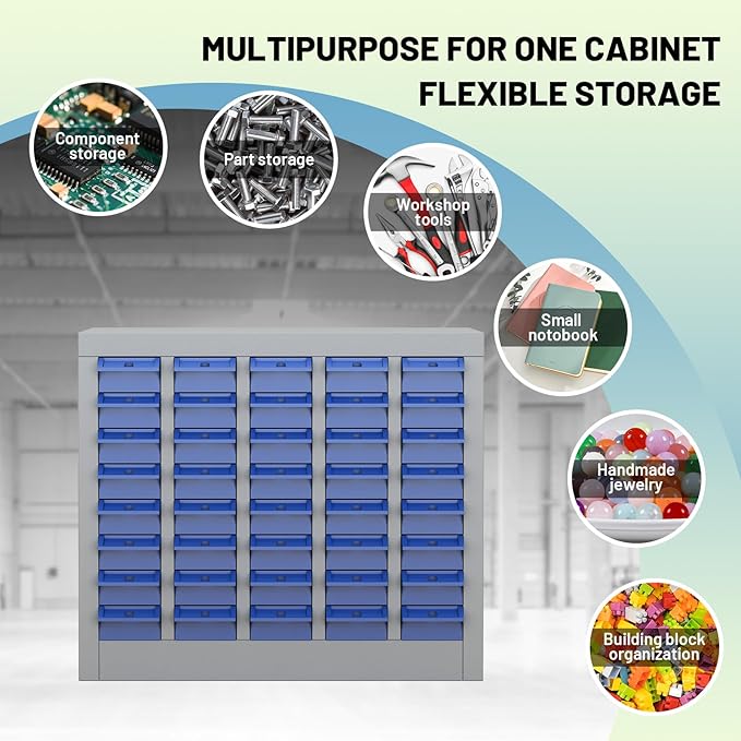 Exerock 40 Drawer Tool Storage Cabinet with ABS Drawers, Bolt and Nut Organizer Parts Box, Hardware Shelving Unit for Garage and Workshop