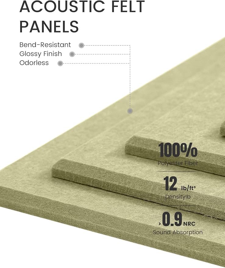 Fluxynara Large Felt Bulletin Board 48" x 36" Cork Board Alternative-12 Pack with 70 Safe Removable Adhesive Tabs, Cork Boards for Walls Cork Board for Home Office Classroom Pin Board (Olive Green)