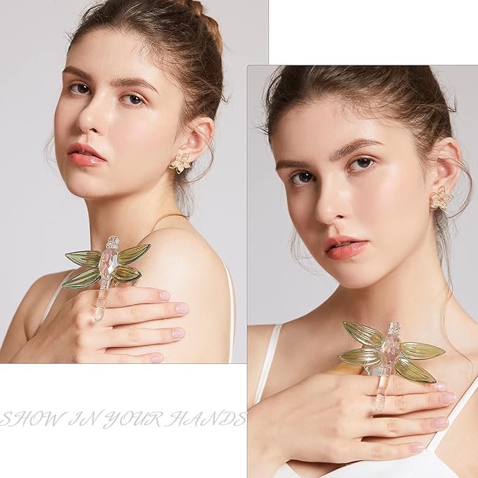 H&D HYALINE & DORA Crystal Dragonfly Animal Figurine Gift,Diamond Decor Christmas Wedding Party Home Collectible Paperweight,Green