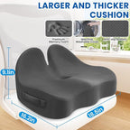 DailyCuddles Seat Cushion, Chair Cushions for Office Chairs/Desk Seats/Wheelchair - Hip&Sciatica&Tailbone Pain Relief Memory Foam Office Chair Cushion for Long Sitting Office Workers, Grey