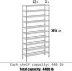 Regal Altair 14" Deep x 42" Wide x 86" Height Wire Shelving Kit | 10-Tier | NSF Commercial Storage Rack Unit