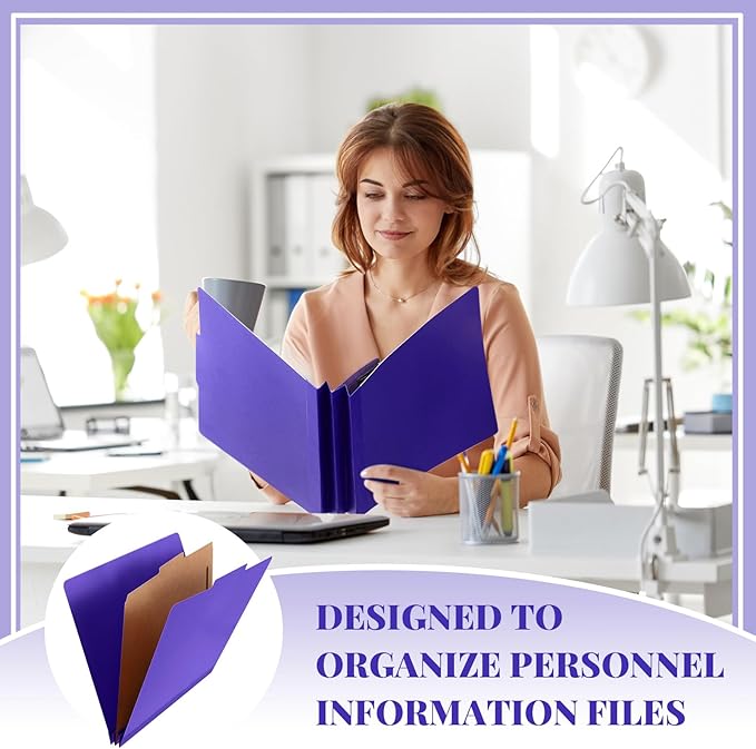 Skyygemm 36 Pcs Classification Folders Letter Size, 1 Divider Pressboard File Folder with Fasteners, Expanding File Organizer Bulk for School Teachers, Office Employee, Coworker, Staff (Purple)