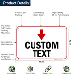 Custom Arrow,Custom Directional Sign, Down Arrow,12x18 Inches, 55 mil thick HDPE (high density polyethylene) Made in USA by My Sign Center