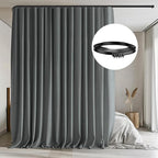 Room Divider Curtains with Flexible Ceiling Tracks Set,Blackout Curtain Ceiling Mount Curtain Track Privacy Room Dividers Ceiling Track Curtain Rod(Dark Grey Drape & Black rail W 12.5 × H 9 FT)