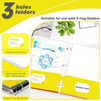 Two Pocket Portfolio Folders, PANDRI 60 Pack 3 Hole Punched 2 Pocket Folders for 3 Ring Binder, Letter Size Paper File Folder for School Office Home Business, Yellow