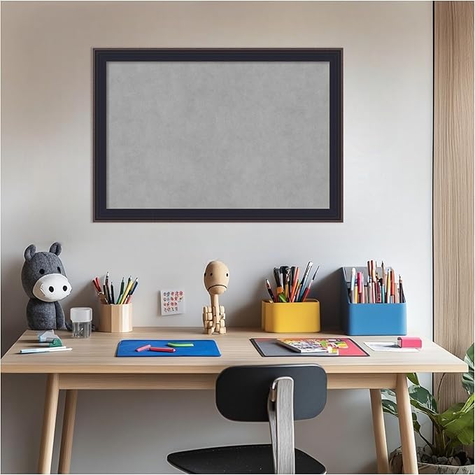 Amanti Art Black Framed Magnetic Board 19x27 Medium Vision Board for use with Magnets, 100% Metal Sheet to Display Items as Office Decor or for Home Organization in mudroom, Kitchen or Kids Room