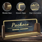Personalized Light Up Acrylic Desk Name Plate Custom LED Name Plate for Office Coworker Boss Teacher Men Women Gift with USB Power