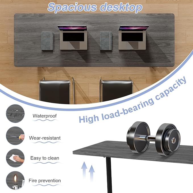 Conference Table Flip Top Mobile Conference Room Tables,Folding Conference Table with Wheels,Large Meeting Training Seminar Table Saving Space for Office Classroom(8C,70.8'')