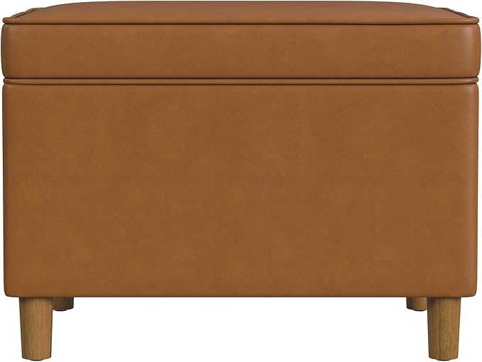 Spatial Order Home Decor | Dinah Collection Modern Storage Ottoman | Ottoman with Storage for Living Room & Bedroom(Carmel Faux Leather)