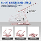 JOYEKY Laptop Stand for Desk, Adjustable Computer Stand with 360° Rotating Base, Ergonomic Laptop Riser for Collaborative Work, Foldable & Portable Laptop Stand, fits for All 10-16" Laptops