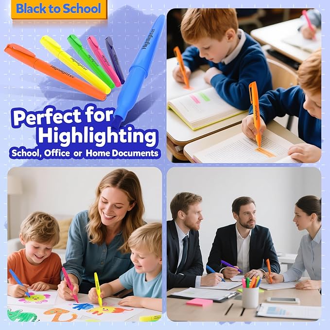 ZERDROFY 180 Count Highlighters Assorted Colors Bulk - No Bleed Dry-Quickly Chisel Tip 6 Colors Highlighter Markers Set for Kids Adults, Classroom Office Must Have, Back to School Supplies for Teacher