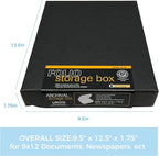 Lineco 9x12 Black Clamshell Archival Folio Storage Box, Acid-Free with Metal Edge. Preserves Photos Longevity, Organize Documents, Crafts. (Pack of 2)