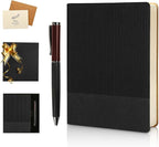 TSFPapier A5 Lined Notebook with Pen & Gift Box 216 Pages PU Leather Journals for Women Men 100GSM Thick Paper College Ruled Notebook for Christmas Gifts,School,Travel,Business,Work,Home Writing (Black)