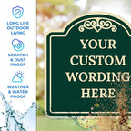 Custom Decorative Sign, Personalized Metal Sign for Business, Driveway, Home, Airbnb, Office Door Plaque,Green Background,12x12 Inches, ACM, Fade Resistant, Made in USA