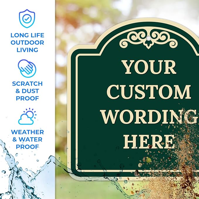 Custom Decorative Sign, Personalized Metal Sign for Business, Driveway, Home, Airbnb, Office Door Plaque,Green Background,24x24 Inches, ACM, Fade Resistant, Made in USA