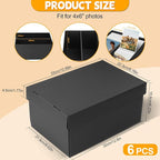 REAQUE 6 Pack Photo Storage Boxes for 4" x 6" Pictures – 2-Compartment Portable Photo Organizer Boxes with Lids, Craft Supply Container for Stickers, Scrapbooking, Stamps, Seeds, Memory Keepsakes