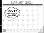 2026 Desk Calendar 22'' x 17'', Large Monthly Desktop Calendar, 18 Months Desk Pad (Jan. 2026 - Jun. 2027) for Home School Office Supplies (Black & White)