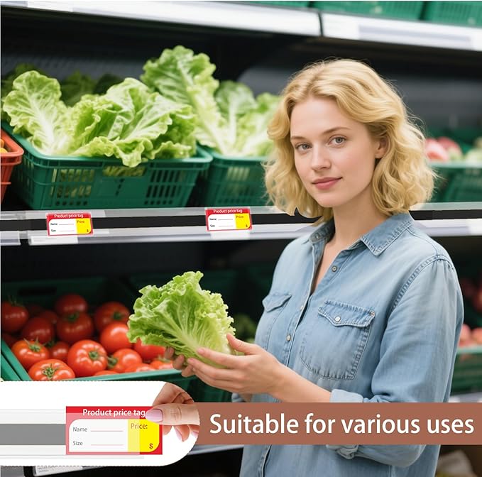 60 Pcs 47.8 x 1.37 Inch Shelf Label Strips Black Clear PVC Ticket Channel Back Adhesive for Stick on Price Data Tag Holder for Convenience Supermarkets Shops