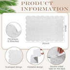 Mooliwe Scalloped Felt Bulletin Board 24 x 18 Inches Foldable Light Gray Pin Cork Board Alternative for Wall, 2' x 1.5' Trifold Picture Vision Self Adhesive Bulletin Decorative