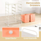 GOFLAME 10-Drawer Rolling Storage Cart, Art Craft Storage Organizer on Wheels, Multipurpose Movable Utility Cart for School, Office and Home, Peach Fuzz