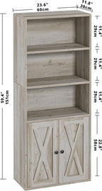 IRONCK Industrial Bookshelves and Bookcases with Doors 11.8 in Depth Floor Standing 5 Shelf Display Storage Shelves Bookcase Home Decor Furniture for Home, Office, Living Room, Bedroom