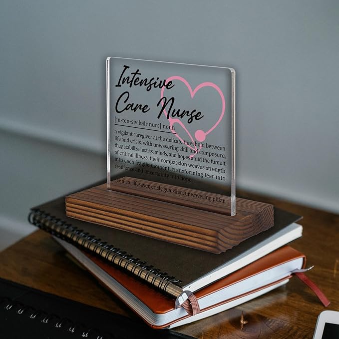 Intensive Care Nurse Gifts, Thank You Appreciation Gifts for ICU Nurses Week Graduation Birthday Christmas Critical Care Hospital Office Desk Decor Decorative Signs Plaque PA016