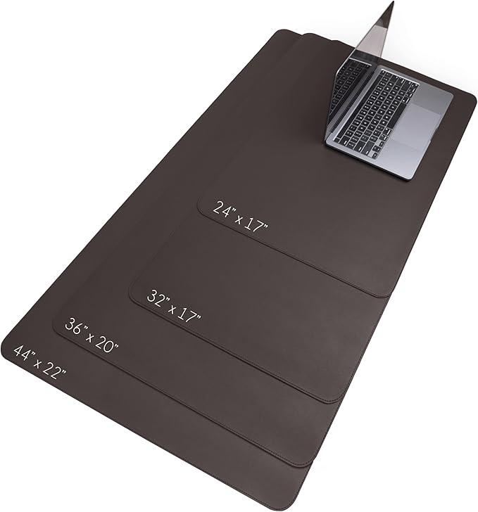 Vine Creations Leather Desk Mat 24" x 17", Desk Protector, PU Leather Desk Pad, Non Slip Small Desk Pad Mat, Desk Blotter, Desk Pads on Top of Desks, Home or Office Small Desk Mat (Dark Brown)