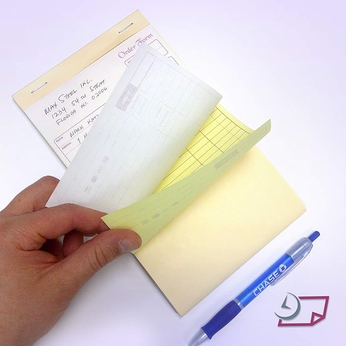 NextDayLabels - NCR Carbonless Order Forms, Bound Wraparound Cover, 50 Sets per Book. (5-1/2 x 8-1/2" - 2 Part)