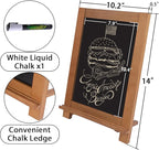 Newzealkids Tabletop Chalkboard Signs 10.2"x14" Magnetic Small Chalkboard Sign, Desktop Standing/Wall Hanging Blackboard with Liquid Chalk Marker, Wood Framed Menu Board for Kitchen, Café, Home Decor