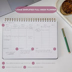 Merely Home Undated Weekly Planner | 8.25” x 11.75” Work To-Do Notebook | ADHD Academic Organizer | Multi-Layout | Men and Women Planner | College Supplies | Black | Landscape Layout