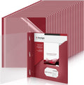 Teling 48 Pcs Clear Front Report Covers with 3 Prongs, Plastic Dark Red Presentation Folders Bulk with 3 Pockets for A4 and Letter Size Paper, 90 Sheet Capacity, Document Covers for School Business