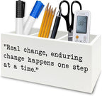 QZQE Inspirational Gifts Pen Pencil Holder Organizer for Desk, Inspirational Gifts for Women Men Wooden Box Signs Decorations for Home Office Desk Tabletop, Motivational Decor