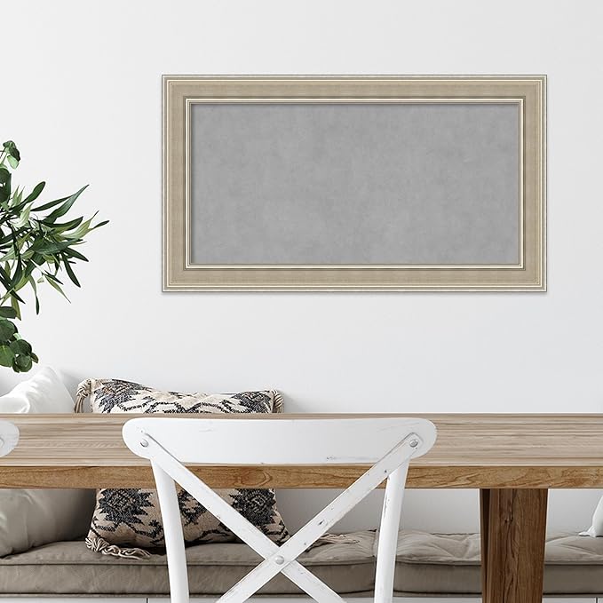 Amanti Art Silver Framed Magnetic Board 16x28 Small Vision Board for use with Magnets, 100% Metal Sheet to Display Items as Office Decor or for Home Organization in mudroom, Kitchen or Kids Room