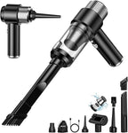 SHLNLI Mini Vacuum Cleaner, 16000PA Car Vacuum Cleaner Portable Cordless with LED Light, 4 in 1 Air Duster and Handheld Small Vacuum Rechargeable for Car, Home, Office, Pet（Black）