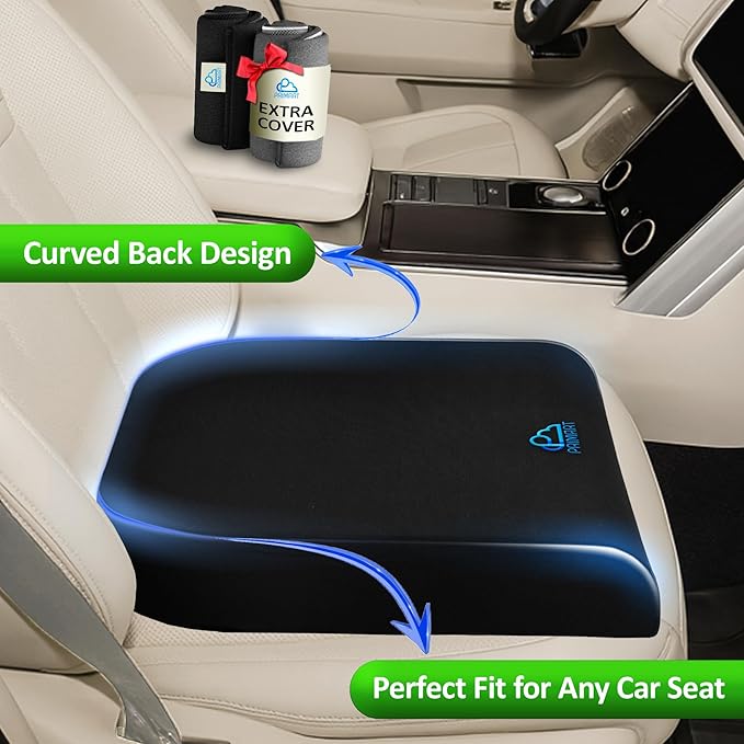 Memory Foam Seat Cushion, Ergonomic Office Chair Cushion for Back, Coccyx, Sciatica & Tailbone Pain Relief and Pressure Relief – Ideal for Car Seat, Wheelchair, Stadium & Recliner, Extra Cover (Gray)