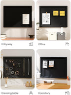Fluxynara Felt Cork Board Alternative, Felt Bulletin Board 16" x 12" Black Frame with 8 Adhesive Tabs, Pin Board for Home Office, Classroom, Entryway, Kitchen Wall Decor—Black