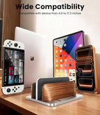 𝟮𝟬𝟮𝟲 𝗨𝗽𝗴𝗿𝗮𝗱𝗲𝗱 Vertical Laptop Stand, [Black Cedar Wood Dual-Slot], Desktop Aluminum Alloy MacBook Stand, Adjustable Base, for MacBook Pro/Air, (up to 17.3-inch gaming laptops), Silver