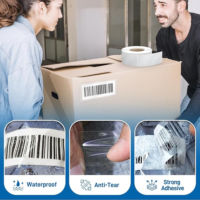 500 Pcs 3.2"x1.2" Thicken Clear Label Protectors for Protecting Barcode Library Book Back Backbone, Wmiwulien Waterproof Adhesive Wafer Seals Stickers for Numbers Clothes Food Labels Laboratory Office