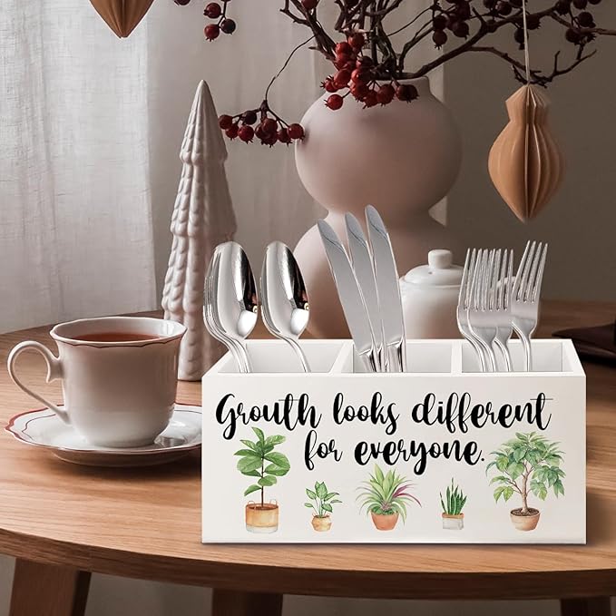URLLUAE Growth Looks Different for Everyone Mental Health Growth Mindset Wooden Pen Pencil Holder for Classroom Therapy Office Desk Accessories, Back to School Supplies Gifts for Students