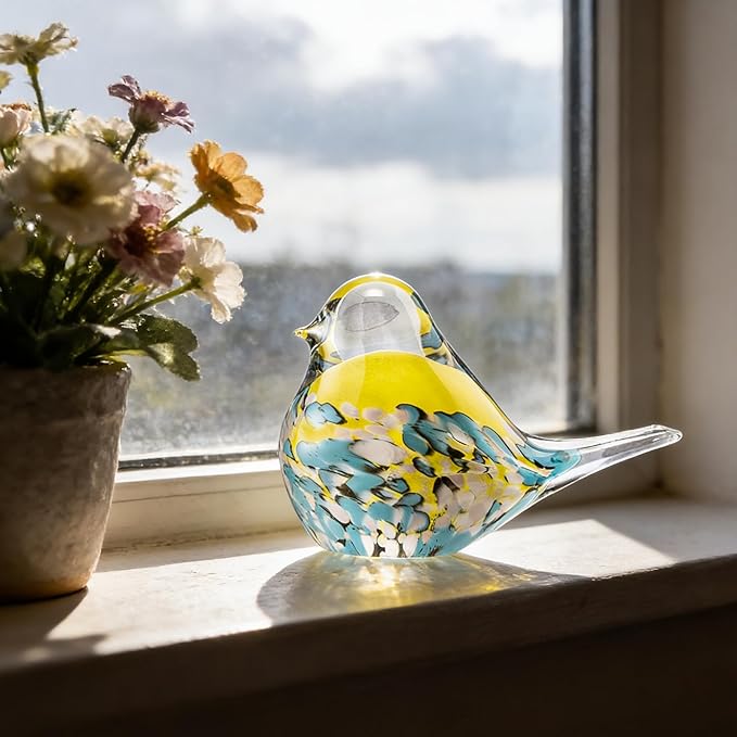 ORRFIDDY Glass Bird Figurines Art Collectible Ornaments Statue Figurines Paperweight Modern Handmade Sculpture Home Decor