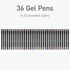 Pentonic Gel Pens, 36 Count, Assorted Colored Ink (12 Colors, 3 Of Each Color), Medium & Fine Point, Smooth Writing For Journaling (1002357)