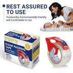 TegmenSeal Heavy Duty Clear Packing Tape with Dispenser Combo for Shipping, Moving & Storage,Thicker Clear Packing Tape,1.88 inches Wide, 60 Yards Per Roll, 60 Total Yards