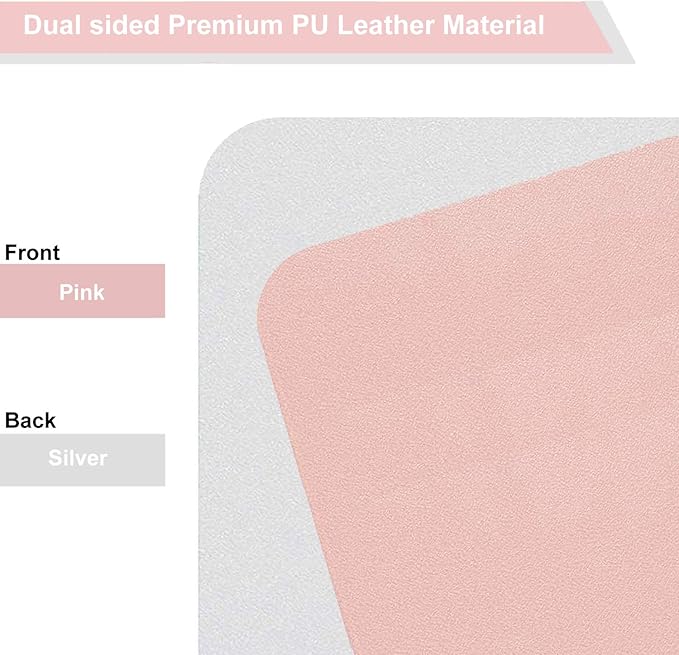 SUJAYU Dual Sided PU Leather Desk Pad, Mouse Pad, Office Desk Mat, Non-Slip Laptop Desk Pad, Waterproof Desk Writing Pad for Office and Home (23.6" x 11.8", Pink+Silver)