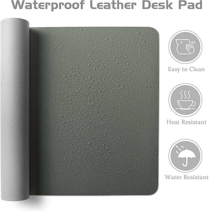Aothia Leather Desk Pad Protector, Office Desk Mat, Large Mouse Pad, Laptop Desk Pad, Non-Slip PU Leather Desk Blotter, Waterproof Desk Writing Pad for Office and Home (Jungle Green, 47" x 24")