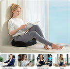 ZZ-WELL Seat Cushions for Office Chairs - Patented Coccyx Cushion for Tailbone Pain - 21.2" W x 16.5" L Memory Foam Extra Large Seat Cushion, Removable & Machine Washable Cover (Black)