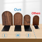 Lauvee Book Ends, Sturdy Wooden Bookends for Shelves - Heavy Duty Non-Slip Book Organizers, Decorative Bookend Holders for Home Office, Library, Black Walnut Universal Economy Bookend, Small, 1 Pair