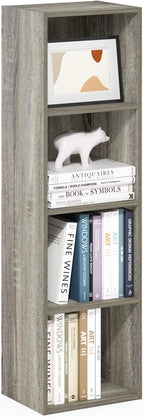Furinno PASIR Book Shelf, 4-Tier Modern Bookshelf, Open Shelves Bookcase 9 x 12 x 42, for Living Room, Bedroom, Home Office, French Oak